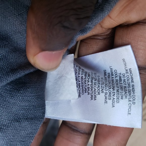 ELLEN TRACY Pure Linen S/Sleeve Highlow Shell Tunic +measurement L  grey - Picture 8 of 8